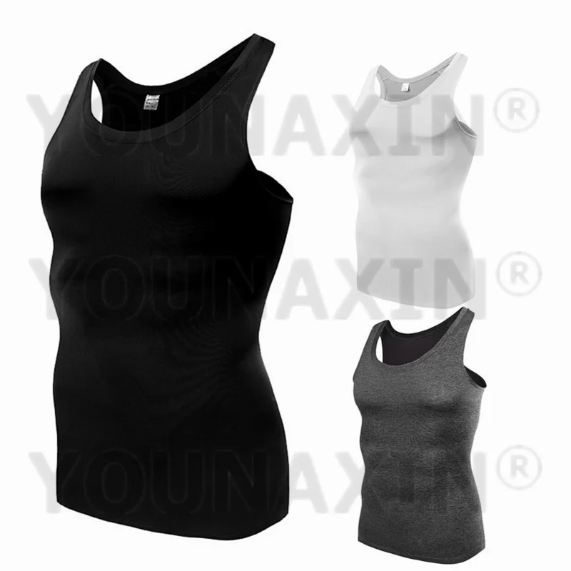 

Men's Running Sports Vest Sleeveless T-shirts Tight Top Basketball Marathon Gym Fitness Sportswear Quick-Drying S M L XL 2XL