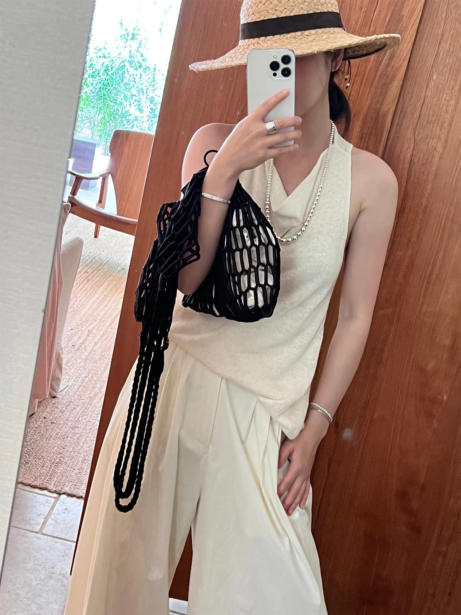 

CML l Linen Knitted Top Comfortable Loose Fit ort Sve Ele Sle Commute Faion Summer Season Regular Length