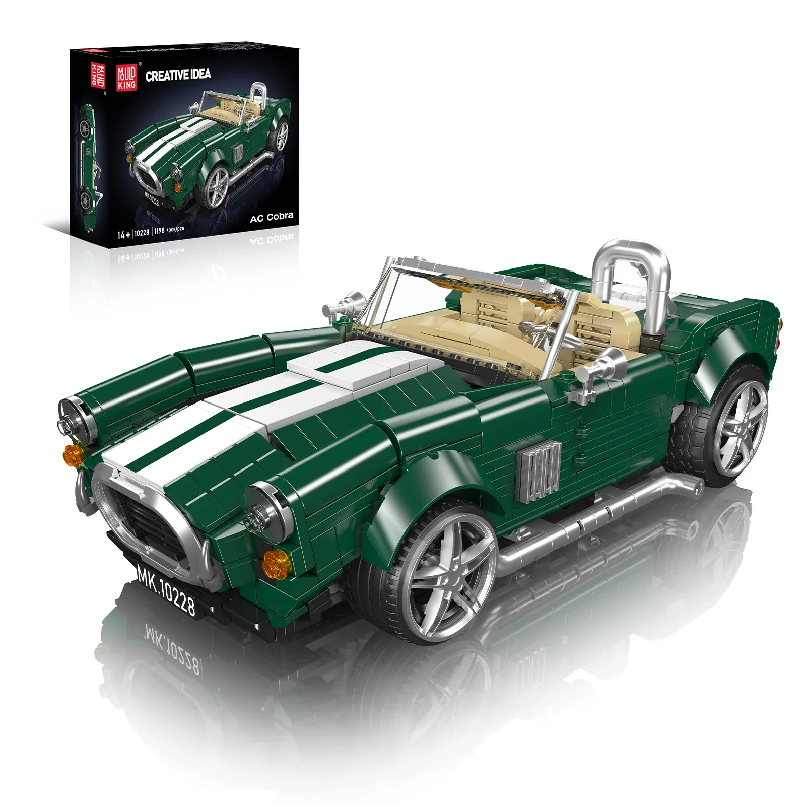 

Mold King 10228 AC Cobra Строительные блоки Классический трансформируемый спортивный автомобиль Ретро Винтаж Модель автомобиля Настольный орнамент Детские игрушки Подарок