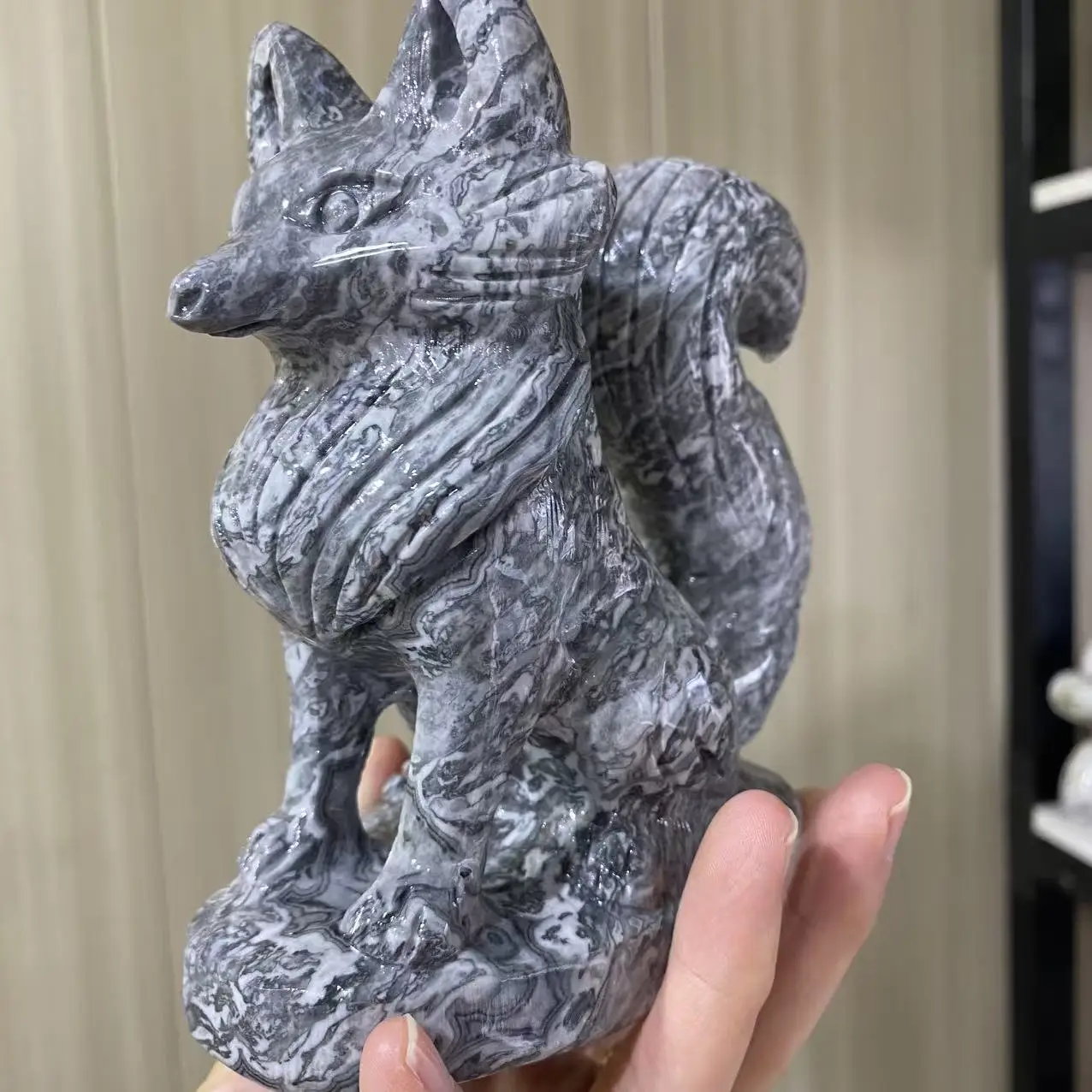 Natural Picasso crystal carved fox, healing energy, home decoration, purification meditation, divination, gift