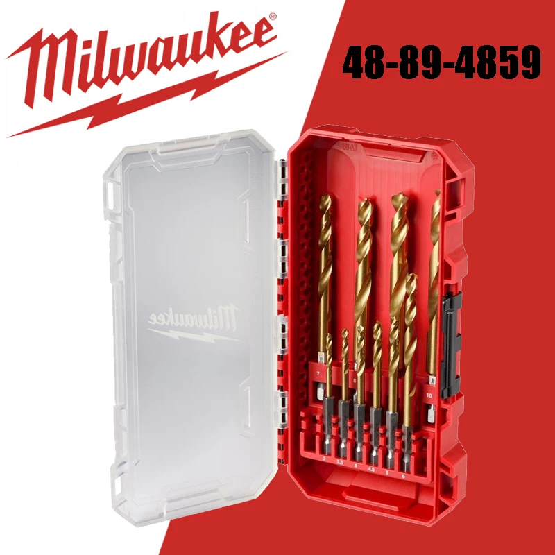 Milwaukee 48-89-4859 Durable Driver Bit Drill Set Tool Accessories 10PC Drilling Holes Carpentry Twist Drill Power Tool Accessor