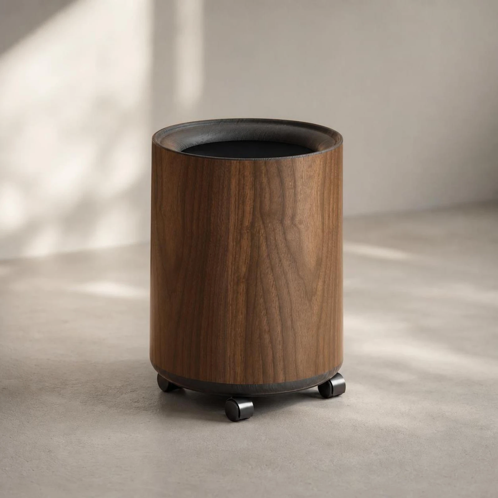 Trash Can with Wood Grain Compact Cylindrical Trash Can Wastebasket Easy to Clean Garbage Bin Stain-Resistant for Living Room