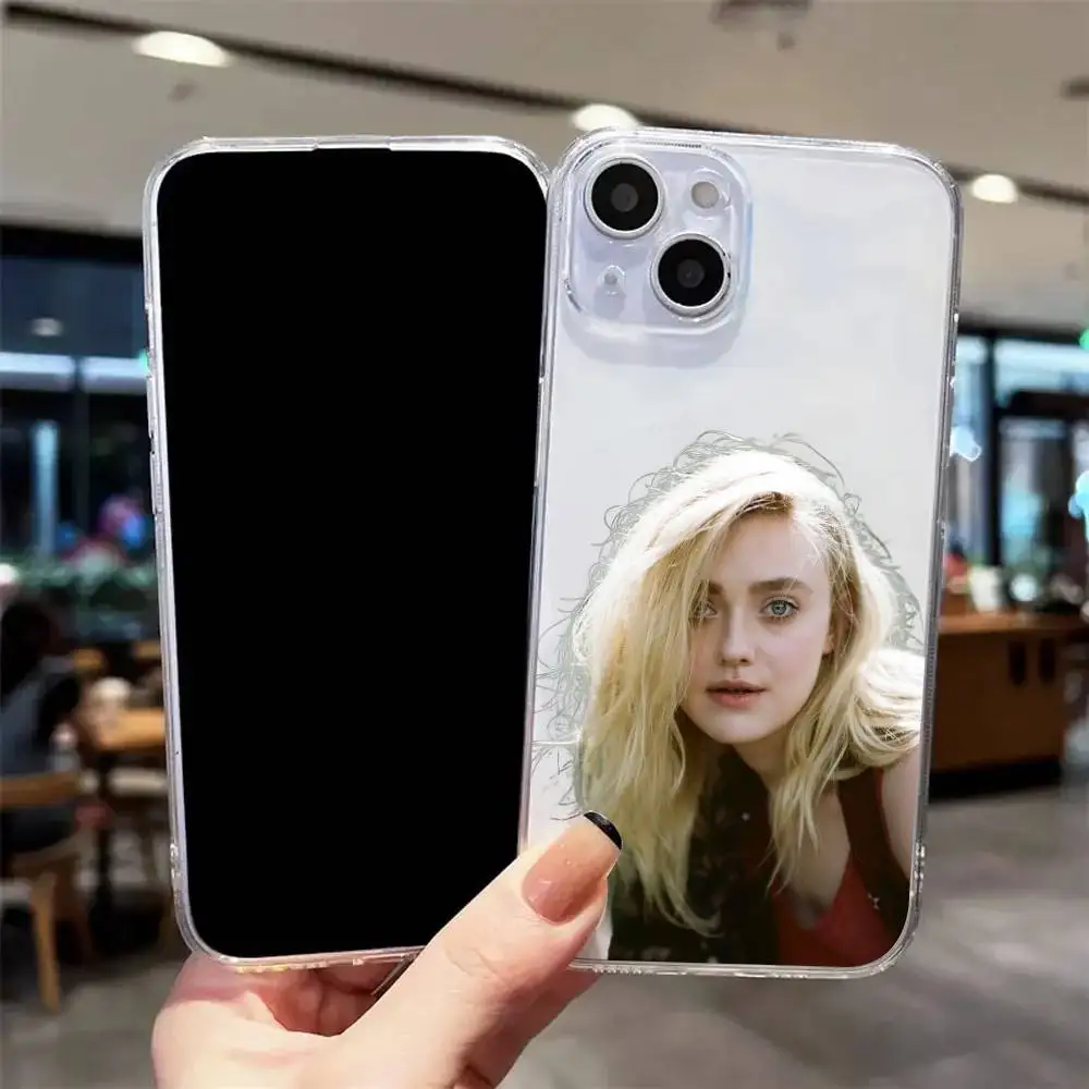 1 funda de teléfono D-Dakota Actor F-Fanning IPhone 16 15 14 13 12 11 Pro Max 13 12Mini fundas transparentes suaves a prueba de golpes Coque