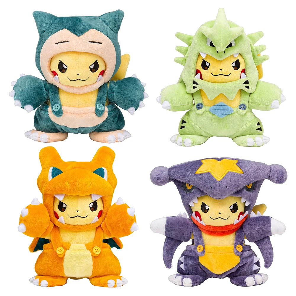 Cosplay Pikachu Pokemon Plush Eevee Charizard Snorlax Garchomp Tyranitar Hydreigon Ampharos Stuffed Doll Toy For Kid Miniso Gift