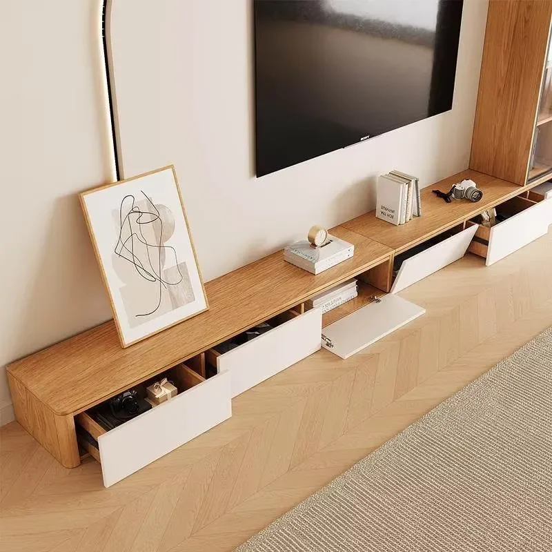 Suspended Solid Wood TV Cabinet Coffee Table Combination of Modern Simple Wall - Mounted Hanging Wall Cabinet Small Hous