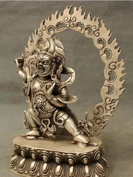 White Copper Silver Vajrapani Chana Dorje Wrathful Tutelary Deity Buddha