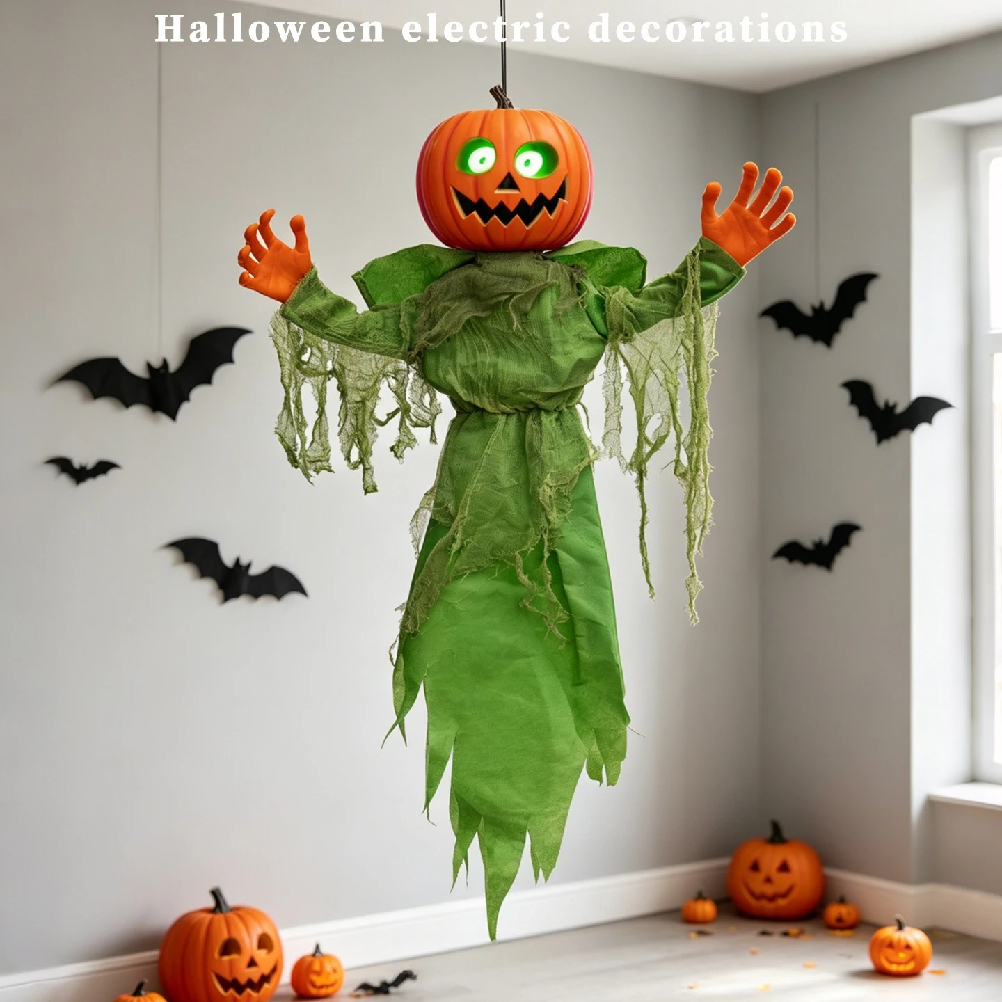 Halloween hanging pumpkin man luminous horror costume hanging ghost props party scene arrangement