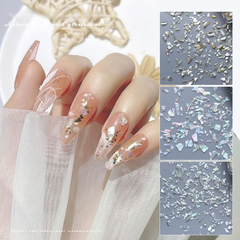 1Set Japanese Style Mini Iridescent Crushed Abalone Shell Fragments, Ultra Thin Shell Pieces Nail Charms for Gel Nail DIY Decor