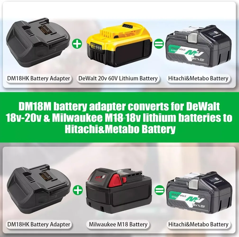 Battery Adapter for Milwaukee 18V for Dewalt 18v 20v Li-ion Battery to for Hitachi for Metabo 18V Power tool Drill