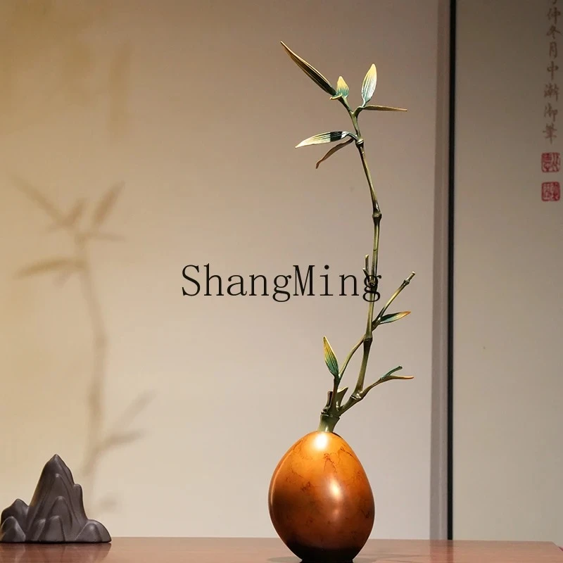 FG High Fashion Song Dynasty Zen New Chinese Orchid Copper Ornament Office Study Tea Room Tea Table Ornament