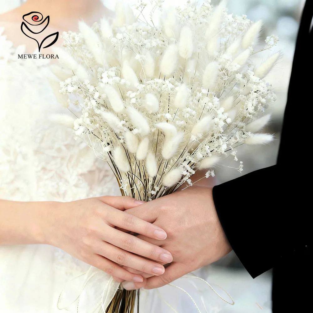 Natural Dried Gypsophila Flower Bouquets Best Boho Chic Home Decor Real Bunny Tails Grass Baby Breath Bunch Valentine's Day Gift