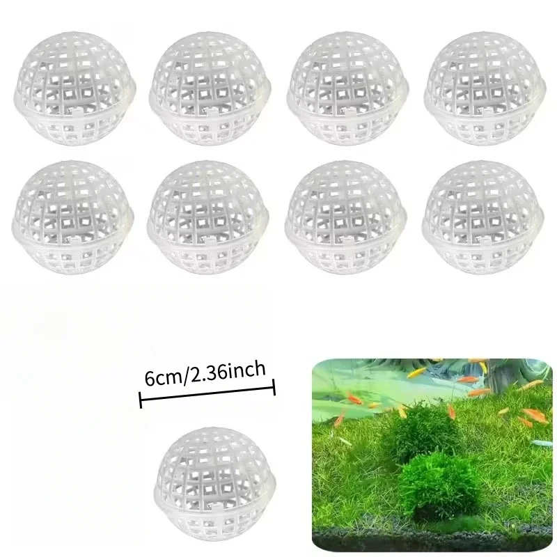 12pcs Plastic Moss Suspension Balls DIY Planting Fixed Balls For Fish Tank Aquarium Aquatic Landscape Tank Decor Parts