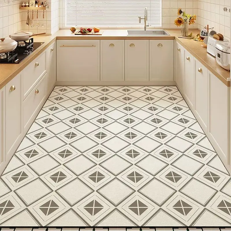 

Kitchen Floor Mat Waterproof Large Carpet Pvc Leather Non-slip Oil-proof Foot Mats Home Decoration Rug Alfombra De Cocina 주방 깔개