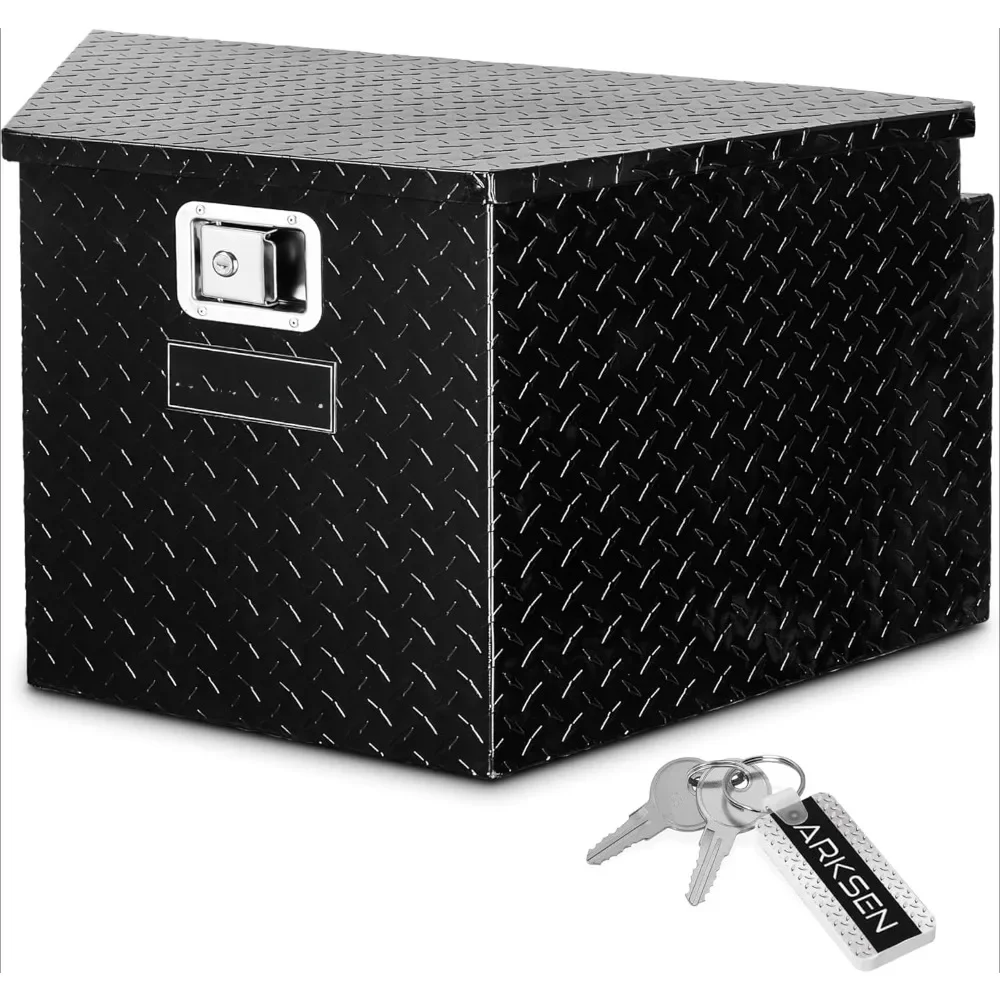 

33 Inch Heavy Duty Diamond Plate Aluminum Trailer Tongue Box Pickup Truck Tool Box Storage Organizer with Weather Resistant Seal