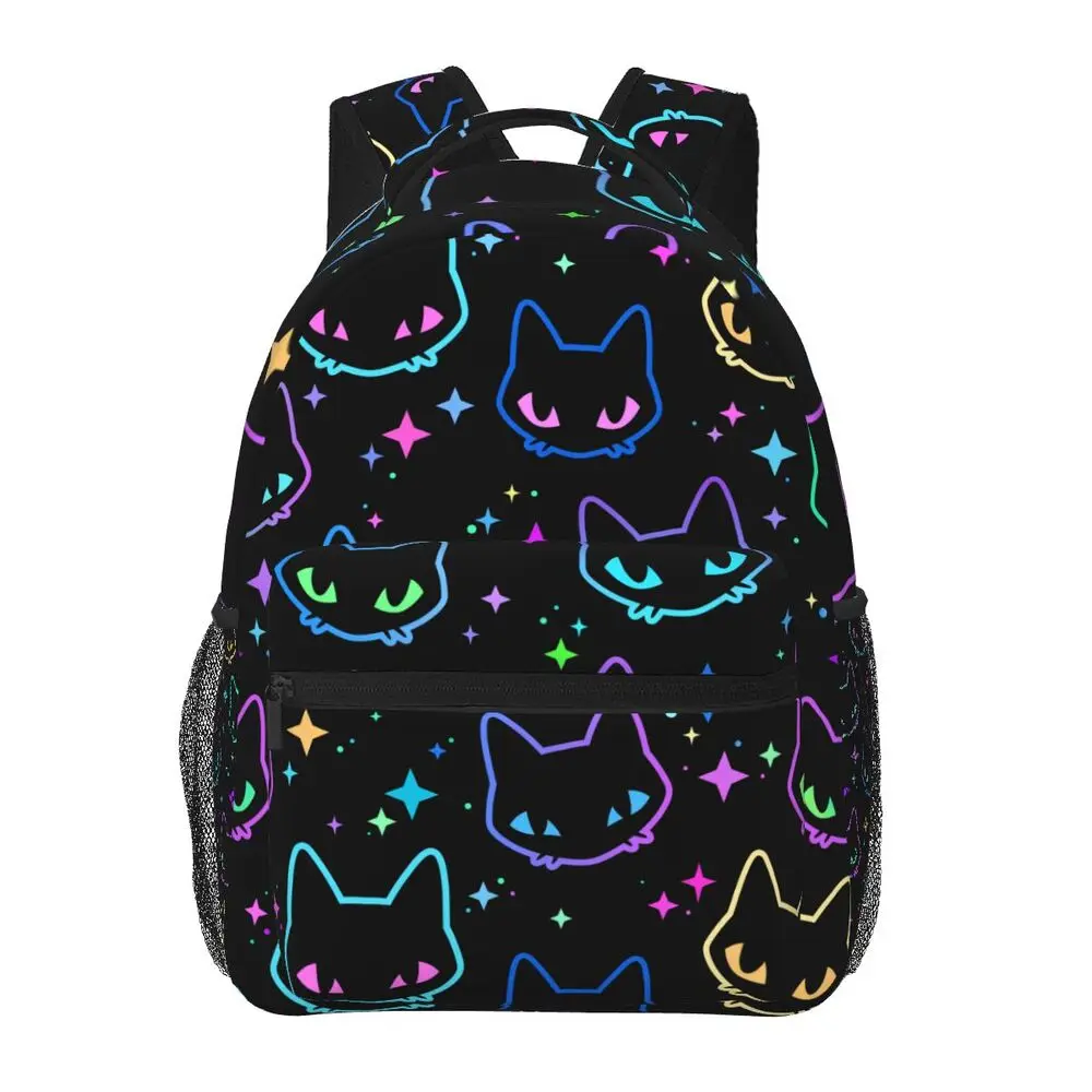 

Colorful Neon Cat Heads Lightweight Casual Student Backpack Fashion Travel Backpack Women's