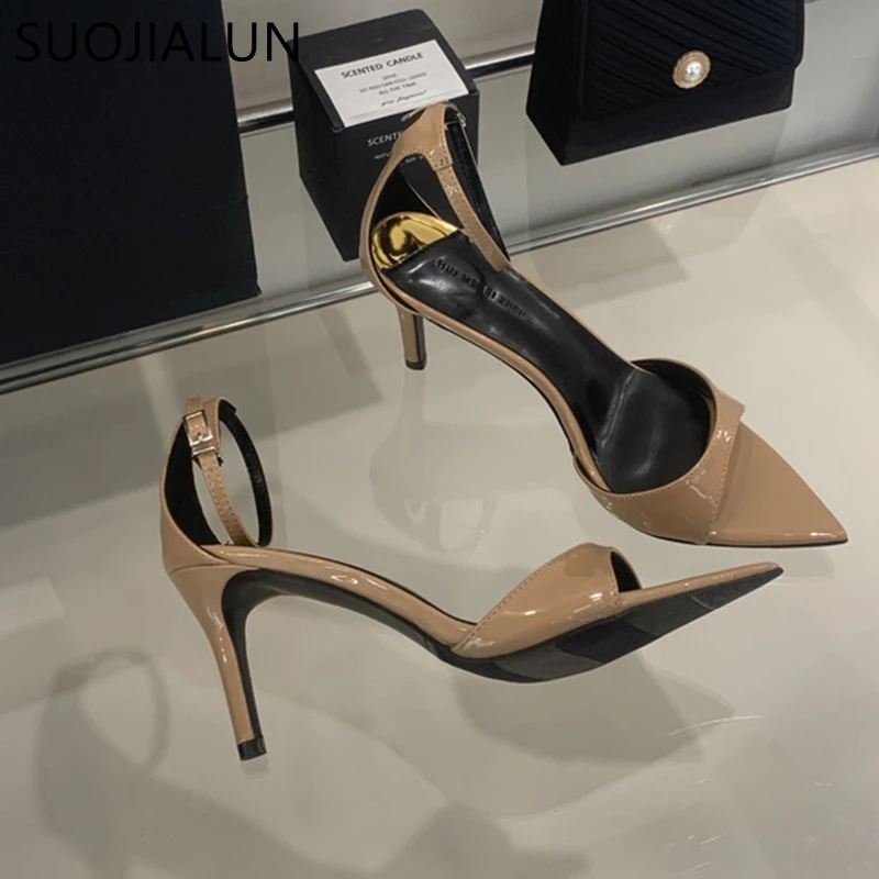 SUOJIALUN Summer Brand Women Sandal Shoes Fashion Pointed Toe Ankle Strap Ladies Elegant Gladiator Shoes Thin High Heel Pumps image 5