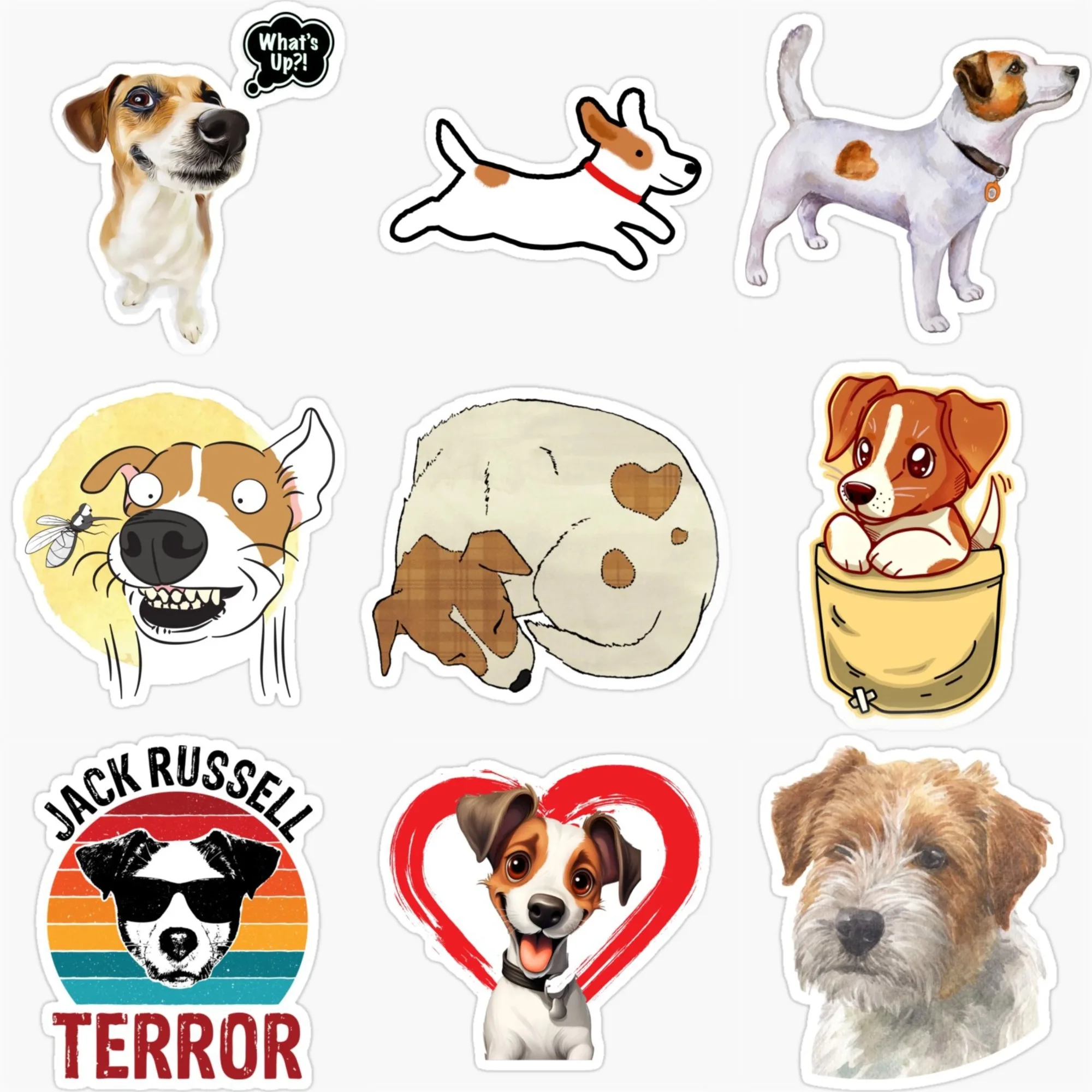 

Jack Russell cute pets cartoon Sticker waterproof for Decorate Car Bicycle Helmet Wall van Fridge