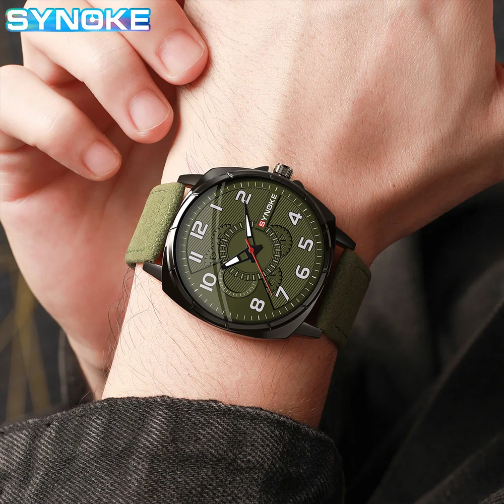 SYNOKE Men Outdoor Sports Screen Display Quartz Watch  Belt Retro Watch For Men Watch Student Wristwatch Non Mechanical