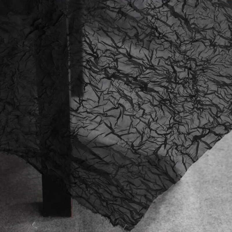 

Textured Crepe Fabric with Pleats and Irregular Folds Skirt Shirt Creative Stage Fashion Show Costumes DIY Sewing Design Fabric