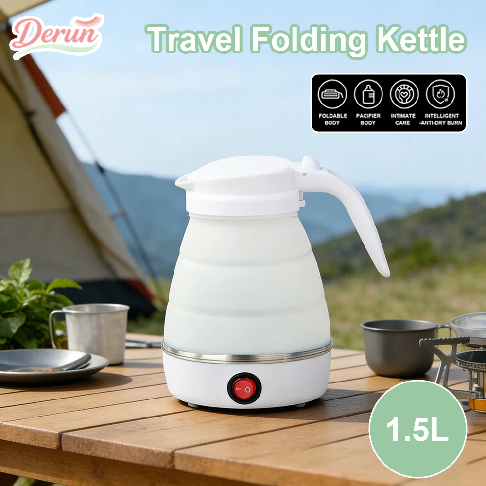 

1,5 л складной дорожный электрический чайник силиконовый складной портативный водонагреватель для дома, кемпинга, путешествий, отеля