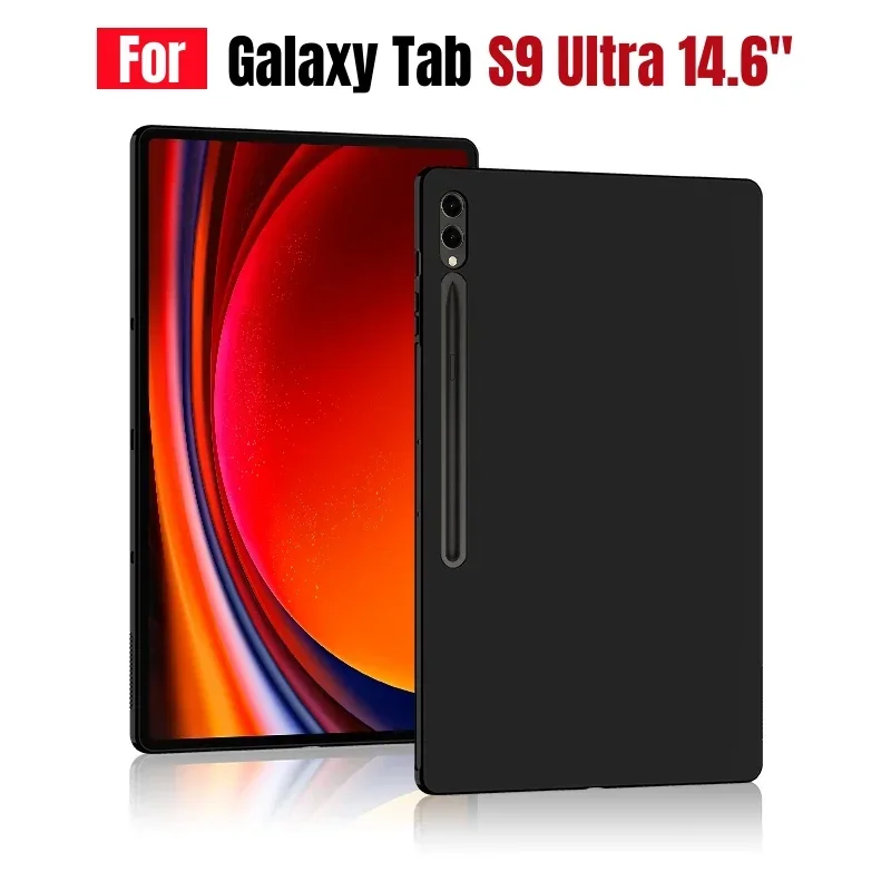 Soft Case For Samsung Galaxy Tab S9 Ultra 14.6 Inch SM-X910B X916B Silicone Black Protective Shell Back Cover For Tab S8 Ultra