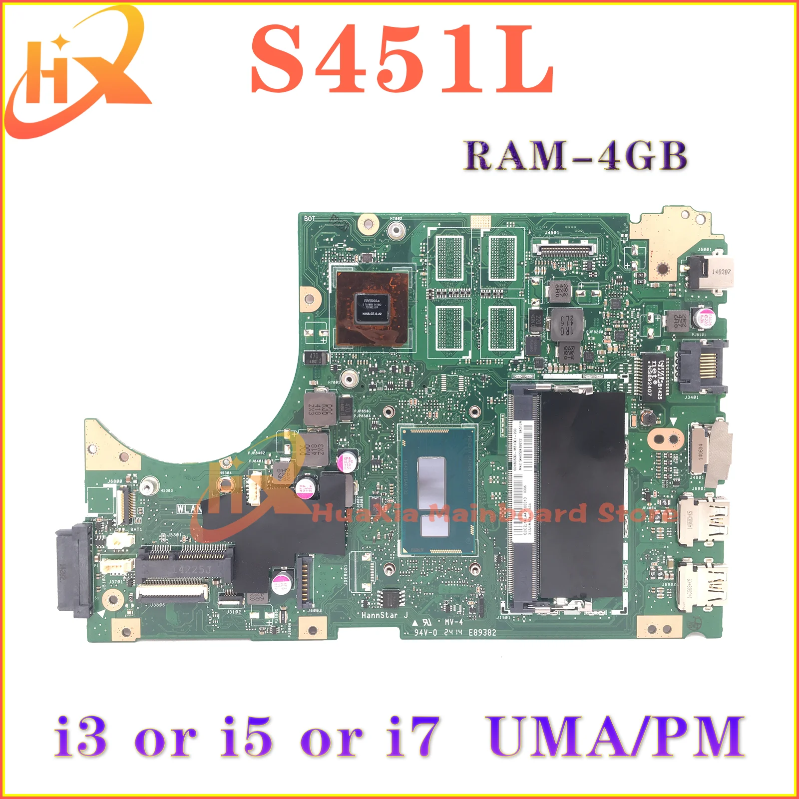 S451 Mainboard For ASUS S451L S451LN S451LB V451L S451LA R451L K451L Laptop Motherboard With i3 i5 i7 UMA/PM 4GB/RAM