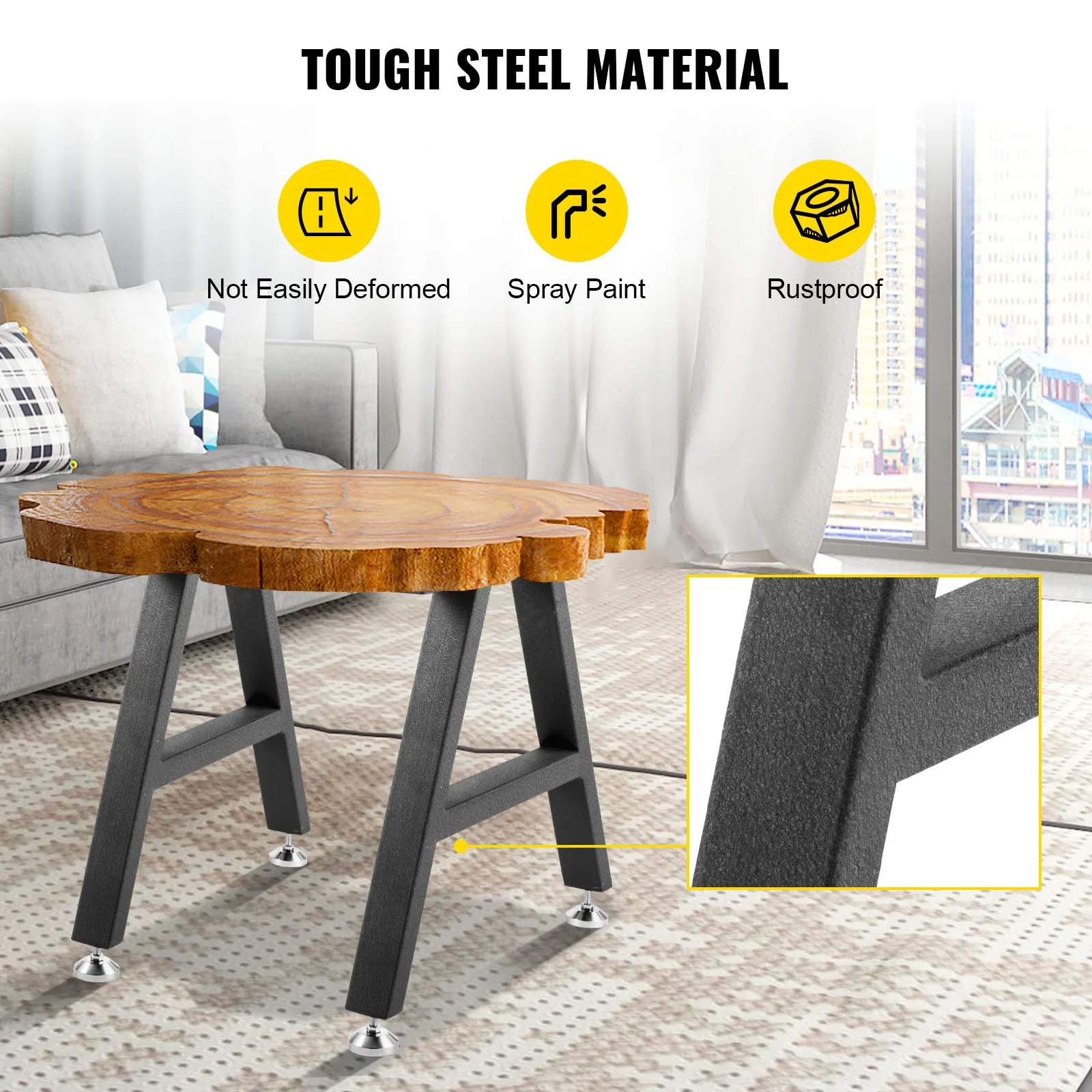 VEVOR 2pcs Industrial Metal Table Legs Table Desk Leg A-Shape Frame Furniture Legs Dining Coffee Table Stand Feet For Home DIY