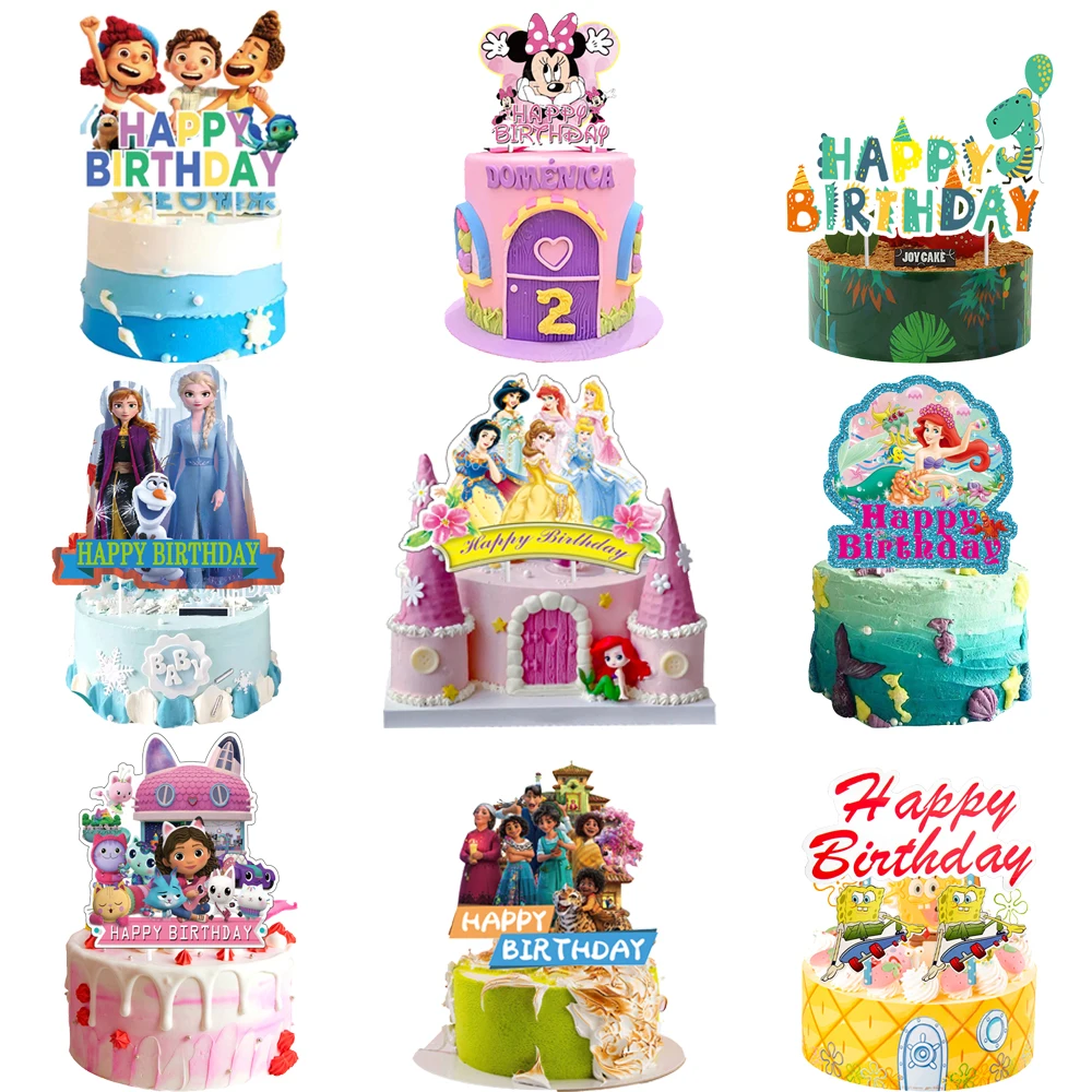 Disney Cartoon Encanto Minnie Cake Insert Flag Topper Happy Birthday Party Decoration Wedding Anniversary Cakes Dessert Decor