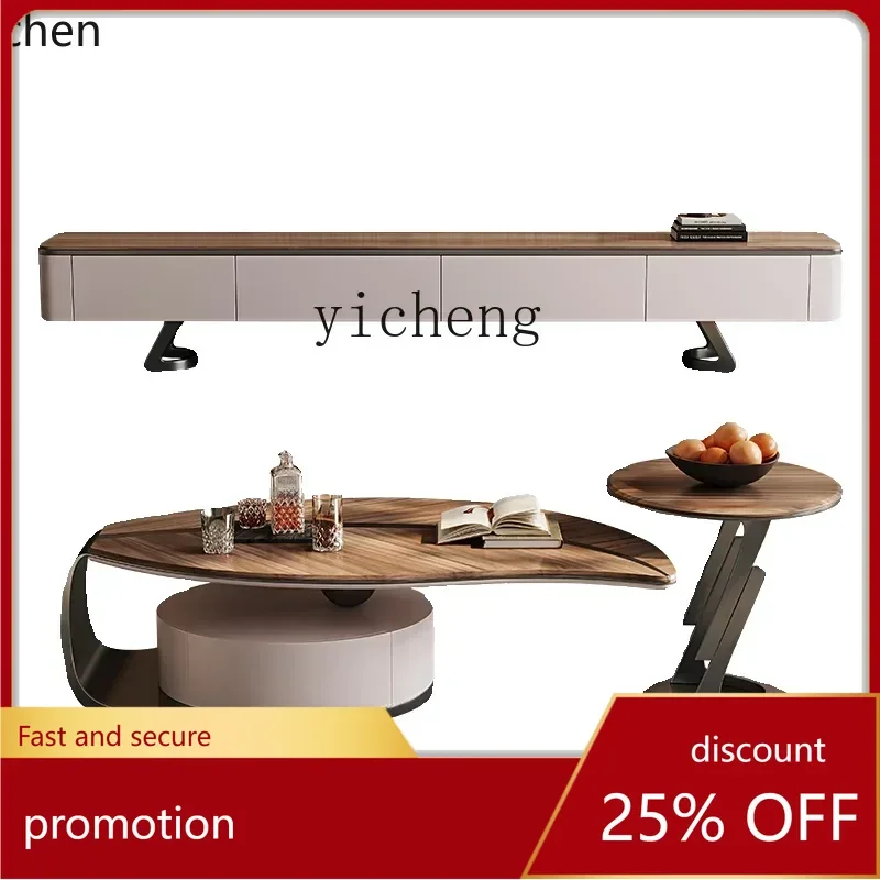 

ZMLsolid wood coffee table TV cabinet combination modern simple household small apartment high-end leaf coffee table