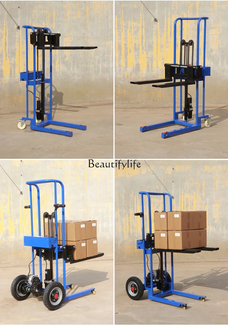 Full Electric Lifting Hydraulic Loading Truck Portable Small Stacking Hand Push Handling Forklift