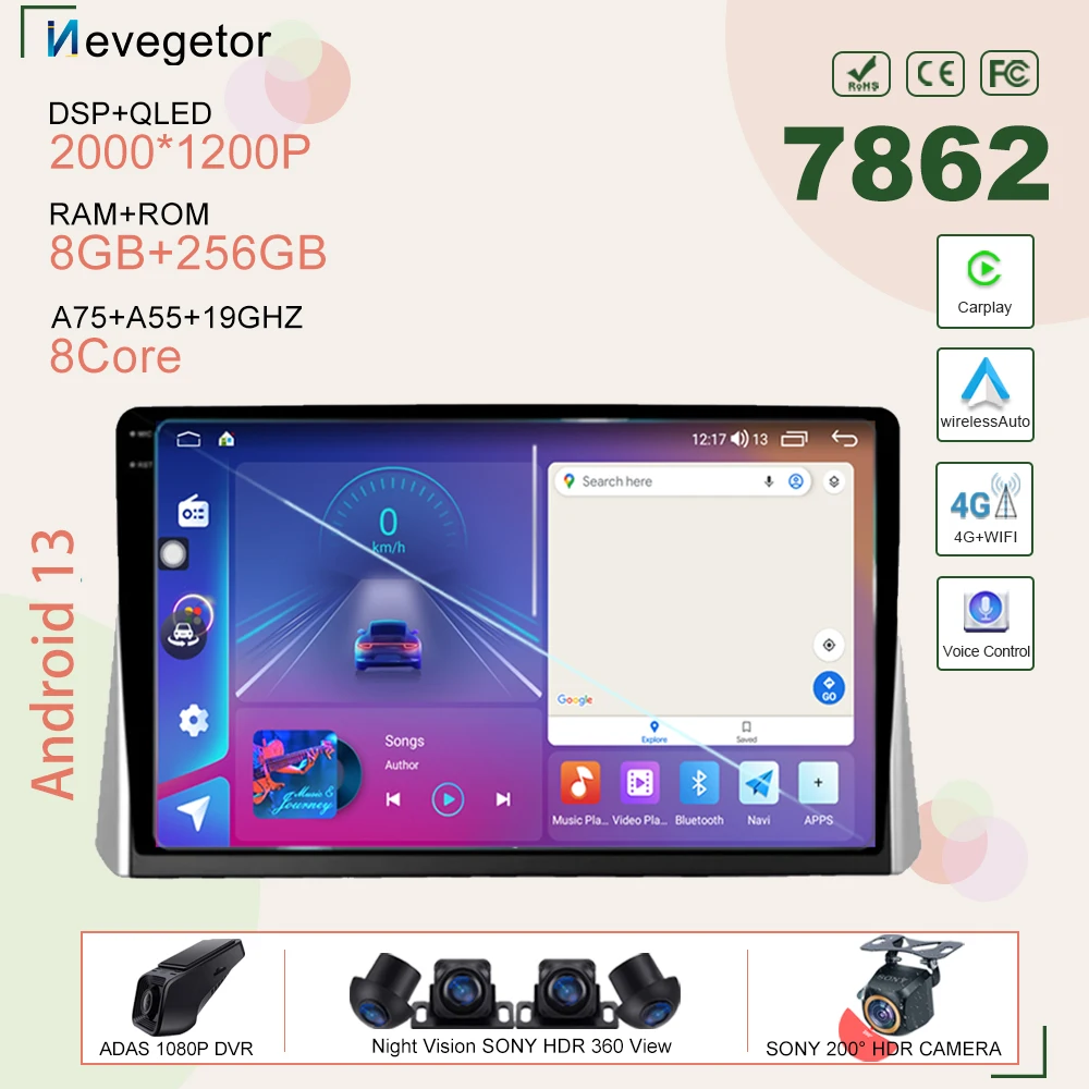 

7862 Android 13 Car Stereo For Mitsubishi Xpander 2017 - 2022 Auto 5G Wifi GPS Navigation Multimedia Player No 2din DVD 8 Core