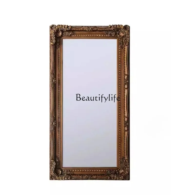 

French full-body floor mirror European dressing retro high-end American high-end classical cloakroom fitting mirror