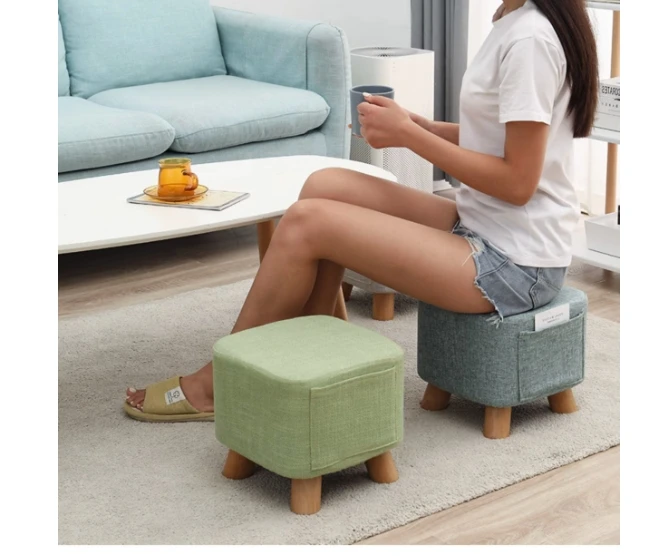 Solid wood shoe stool fashion wear shoe stool creative square stool cloth artist home small stool sofa stool coffee table bench