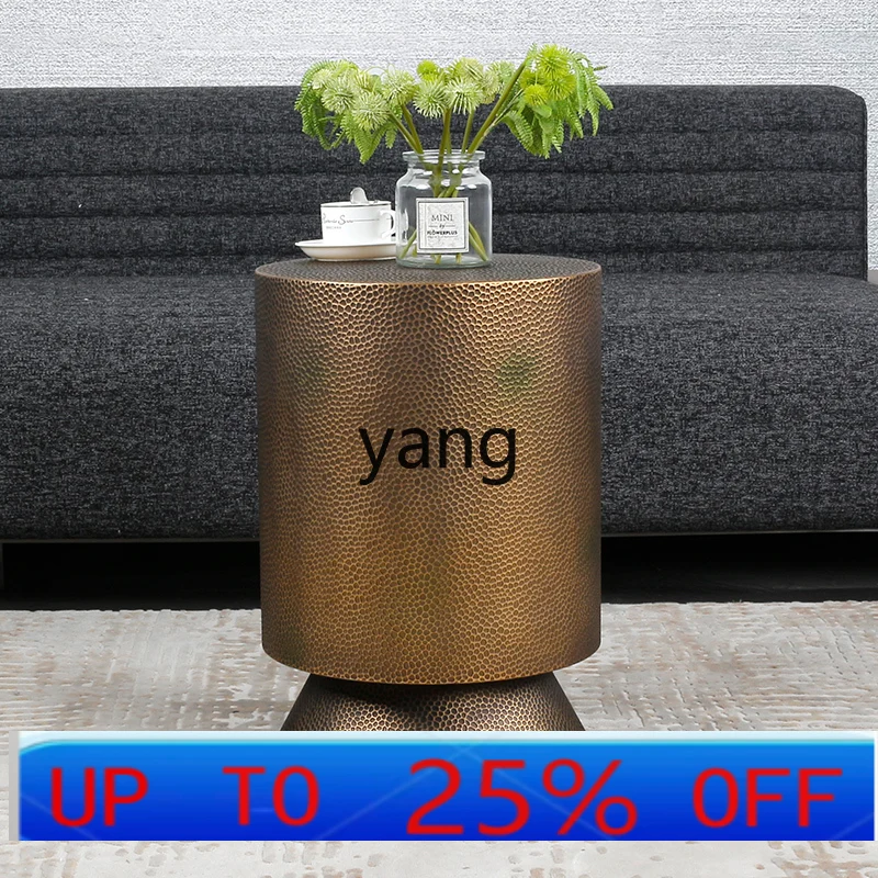 

LTT sofa side a few concave-convex pattern wrought iron antique copper light luxury corner a few American retro coffee table