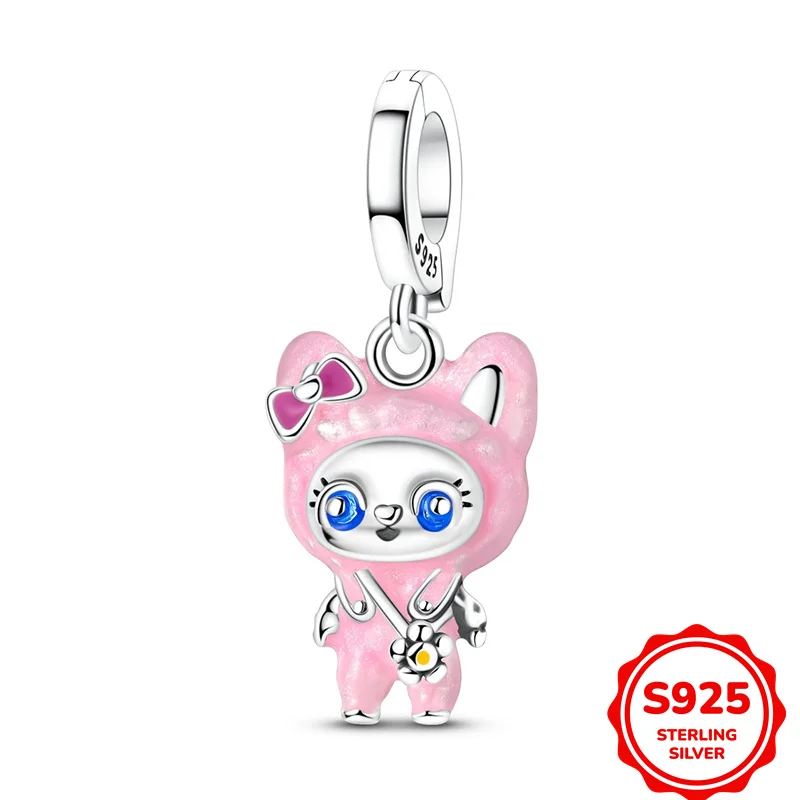 

Оригинальное серебро 925 пробы, маленькая лиса носить фигурку, кулон, подвески, бусины, подходят для браслета «сделай сам», ожерелье, обручальная юбка