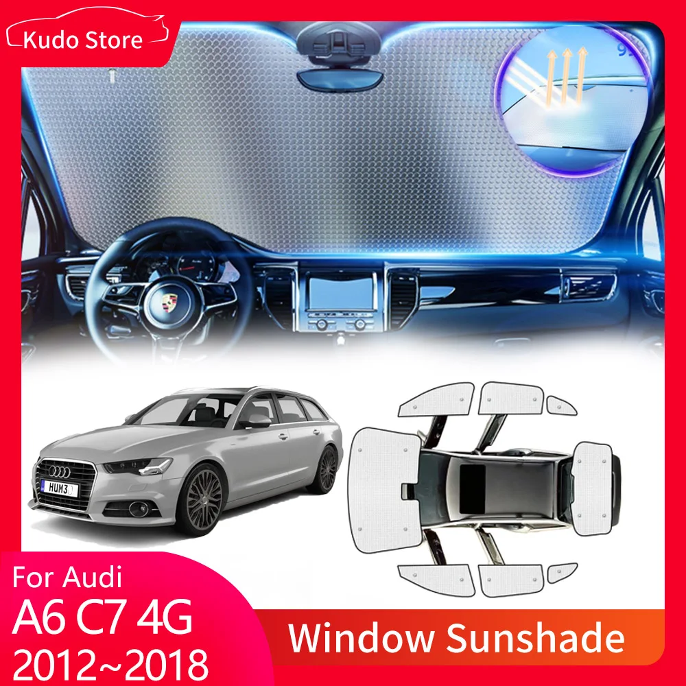 Full Coverage Sunshades for Audi A6 Avant C7 4G 2012~2018 Allroad Quattro Windshield Visor Mats Rear Windows Curtain Accessories