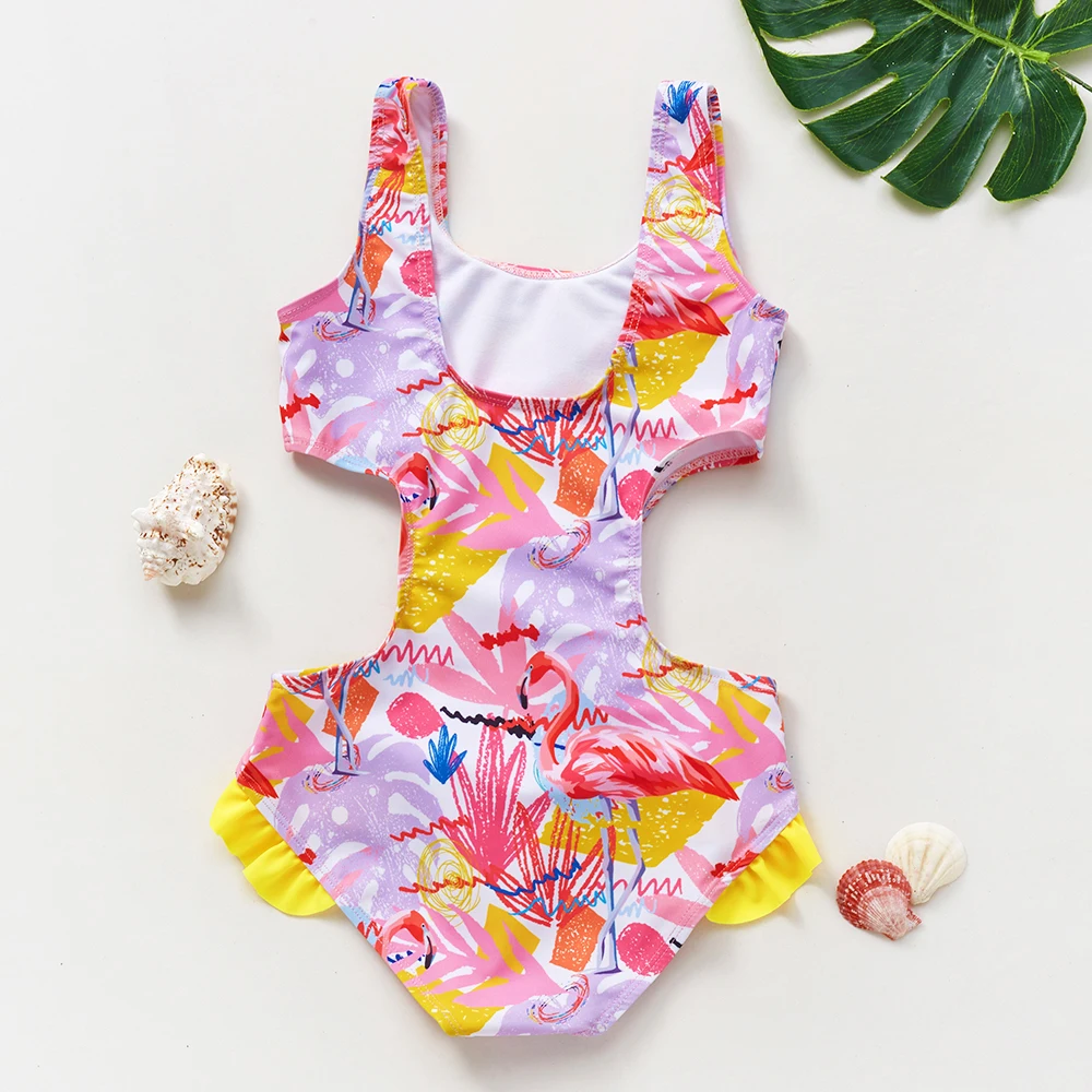 New Arrival 3~12Year Girls swimwear one piece Girls swimsuit Tropical style Children swimwear Girls Swimming outfit Beach wear