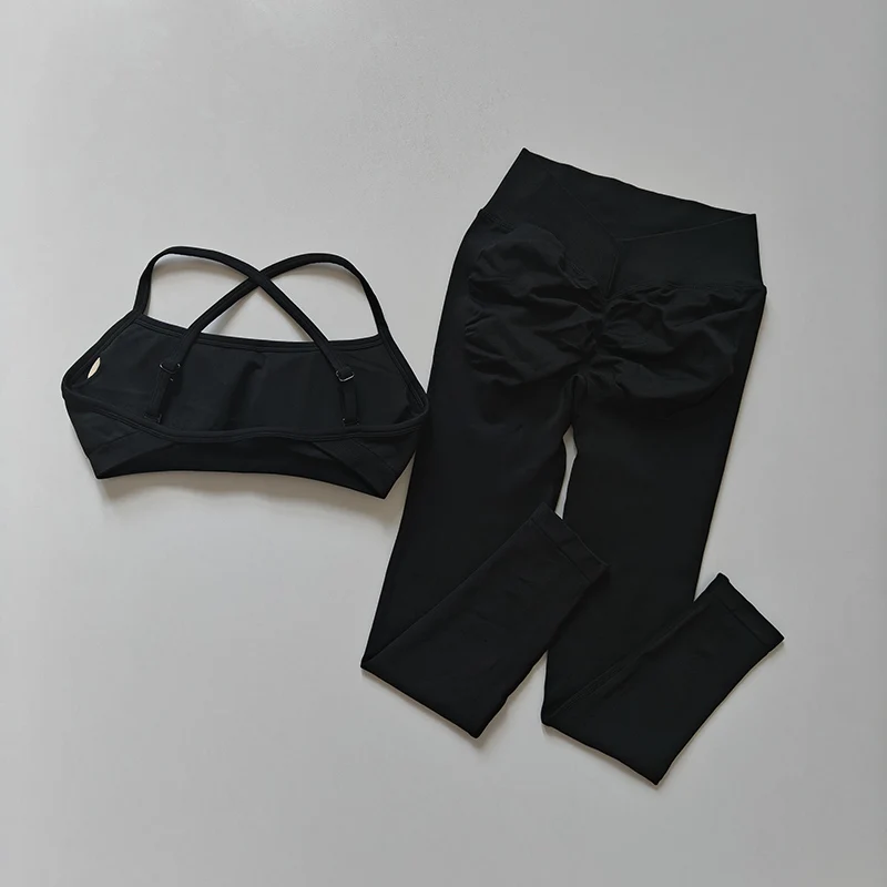 Nahtloser Push-up-Sport-BH für Damen, schnelltrocknende, figurformende Yoga-Hose, Pfirsich-Leggings, zweiteiliges Trainings- und Fitness-Set – Detail 11