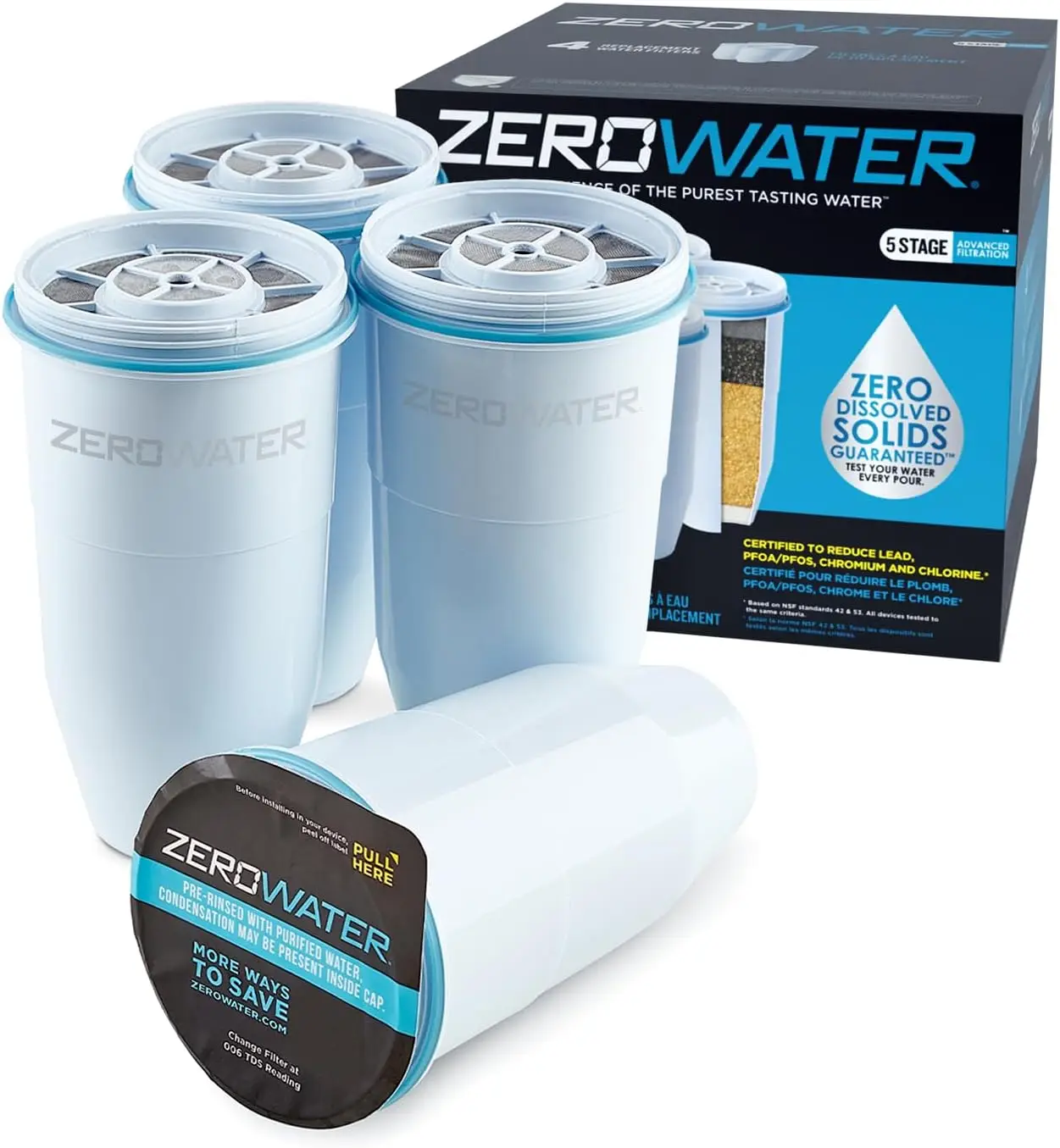 Replacement Filter 4 Pack 22 Cup Ready Read 5 Stage Water Filter Dispenser