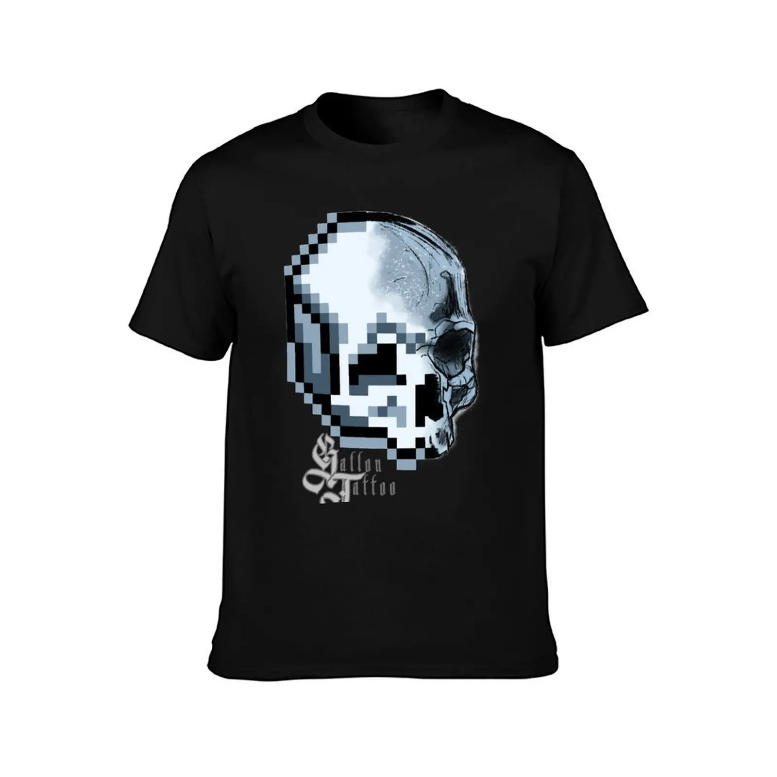 Pixelated sketchy skull T-Shirt Casual Loose Fit Summer Tee Shirt T-Shirt
