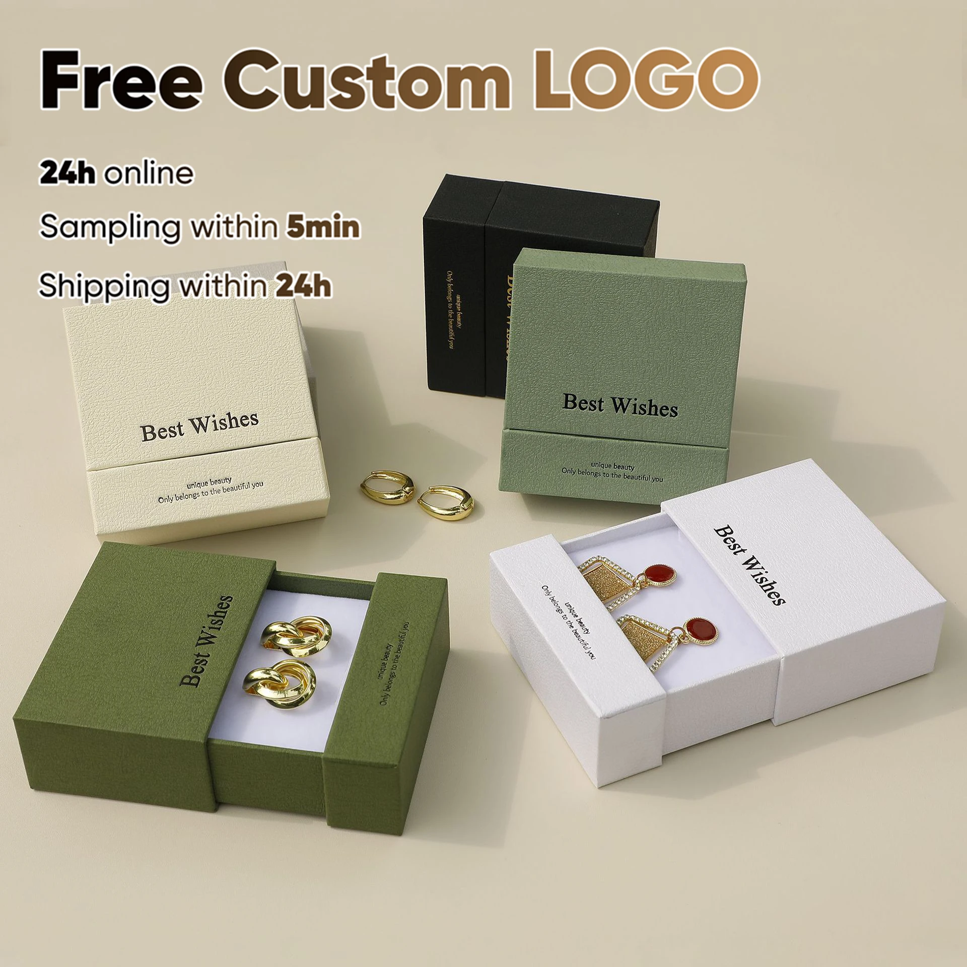 

1 шт., креативный ящик с логотипом, коробка для упаковки ювелирных изделий, ожерелье, кольцо, серьги, браслет для хранения, однотонная бумажная подарочная коробка