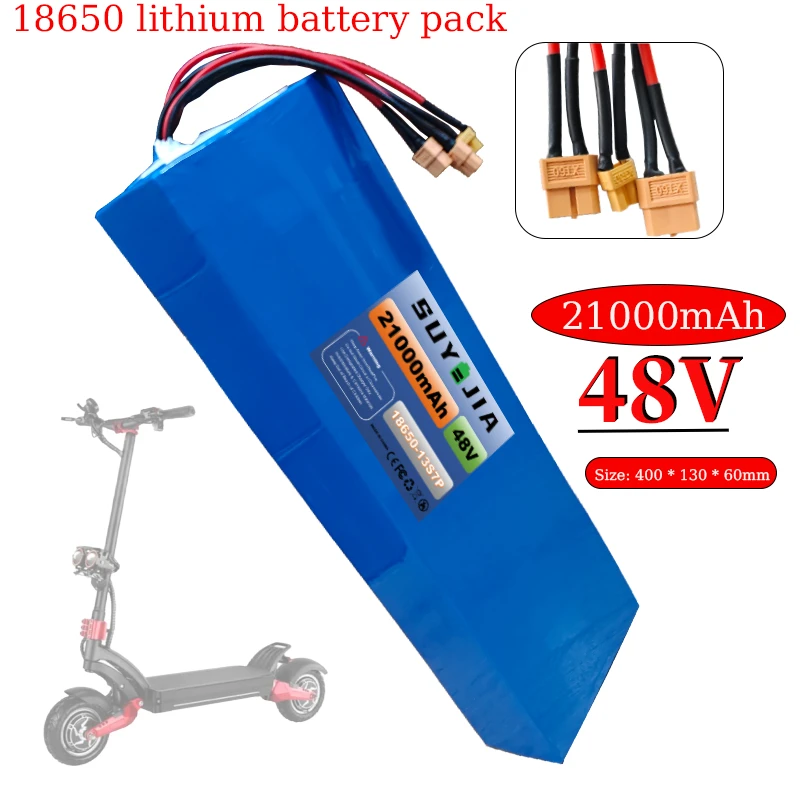 48V 21Ah 13S7P Rechargeable Lithium Battery Pack Built-in BMS Suitable for 750W 1000W Power Tool Battery Customizable Size Plug