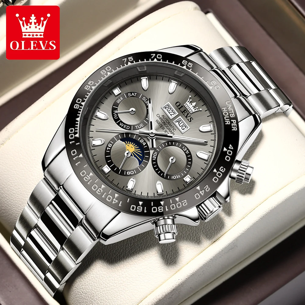 

OLEVS 6654 Elite Automatic Movement Men Mechanical Watches Luxury Perpetual Calendar Stainless Steel Waterproof Man WristWatch