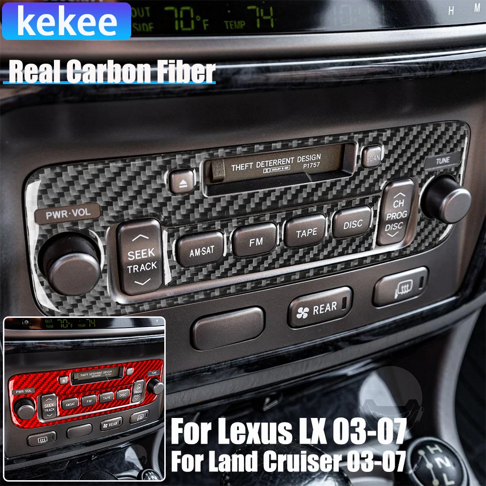 

Real Carbon Fiber Car Accessories Center Radio Panel Trim Cover Soft Sticker For Lexus LX For Toyota Land Cruiser 2003-2007