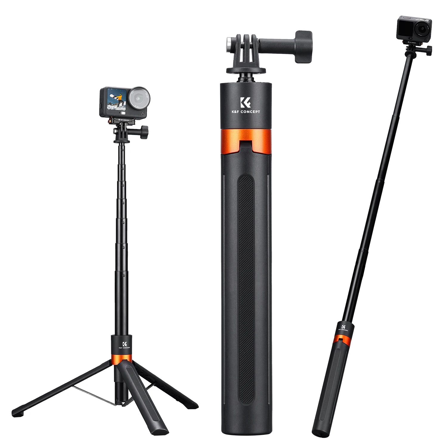 K&F CONCEPT Onzichtbare Selfie Stick Statief voor Insta360 X6 X5 X4 DJI Osmo Pocket 4 3 Action 6 5 Pro Verlengstok Handgreep