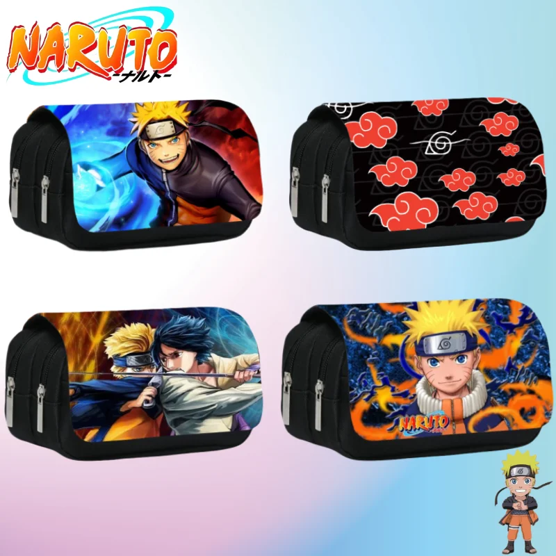 Nuevo Naruto Uchiha Itachi Hatake Kakashi Uchiha Sasuke creativo dibujos animados Anime patrón elegante portátil doble capa lápiz caso
