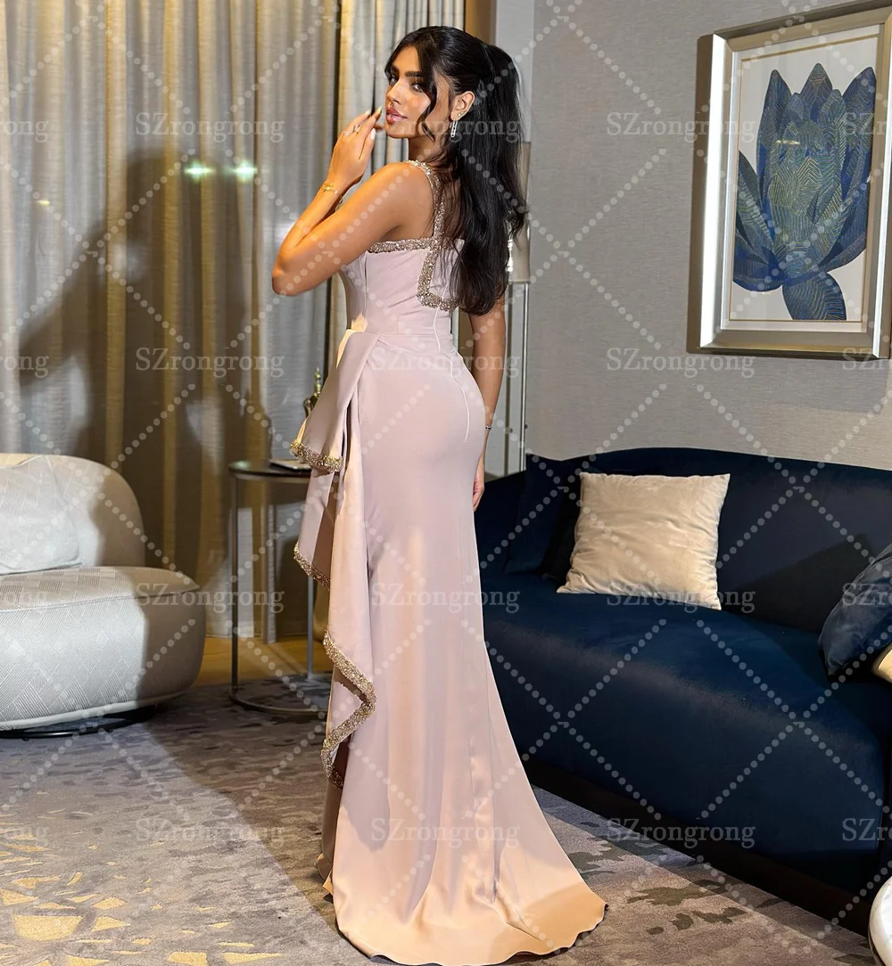 العرف أنيقة قارب طوق الكشكشة غمد جودة عالية العربية السعودية ثوب الديكور عارية الذراعين ثوب مسائي مع قطار vestidos