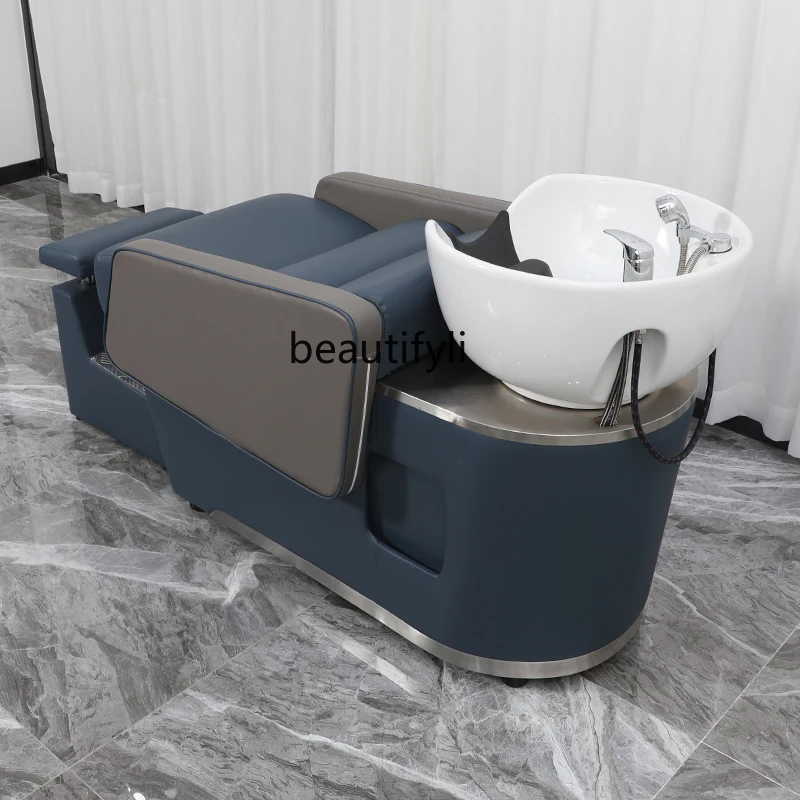 

smt03A ss Barber Shop Hair Salon Shampoo Chair Lying Half Hair Washing Dedicated Half Lying Flushing Bed Ceramic Basin