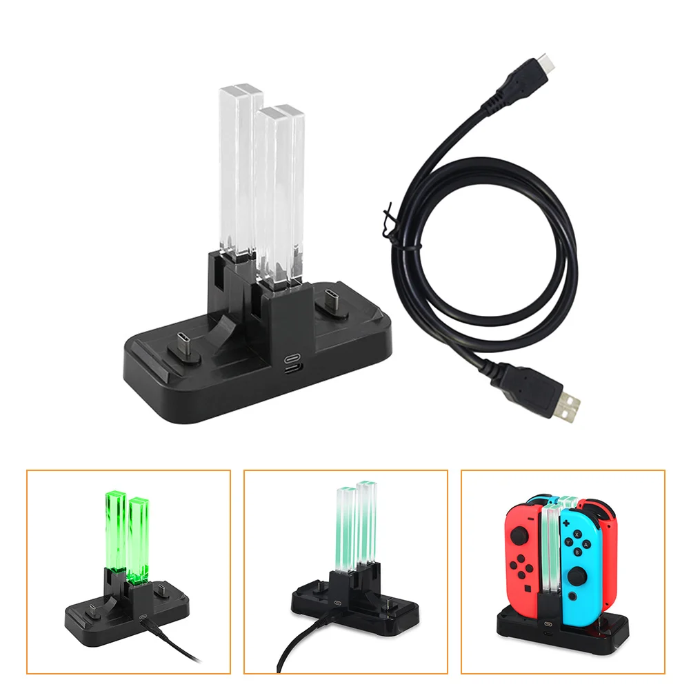 

Colorful Acrylic 4 Slots Game Controller Dock Led Indicator For Switch Charging Station Desktop Portable Multi