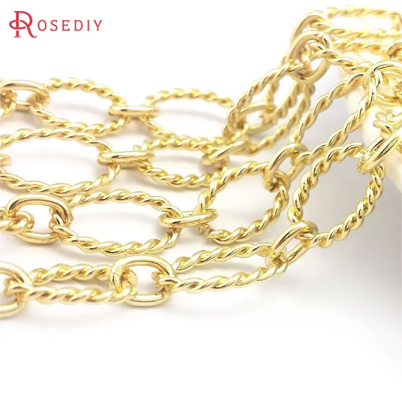 1 Meter 24K Gold Color Iron Twist Wire Long Oval Shape Necklace Chains Jewelry Making Supplies Diy Findings Accessories